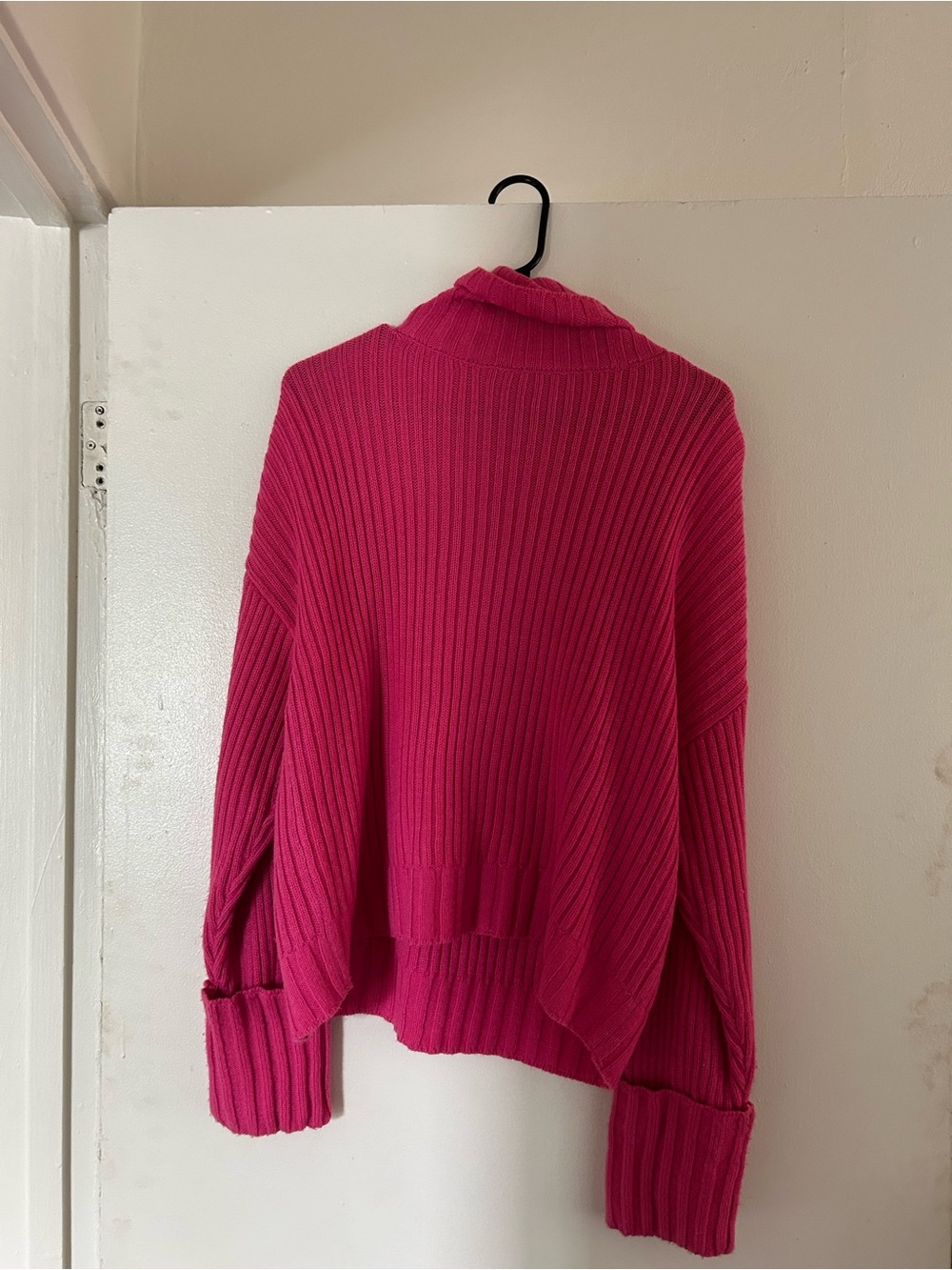 Nine West Bright Pink Ribbed Turtleneck Sweater